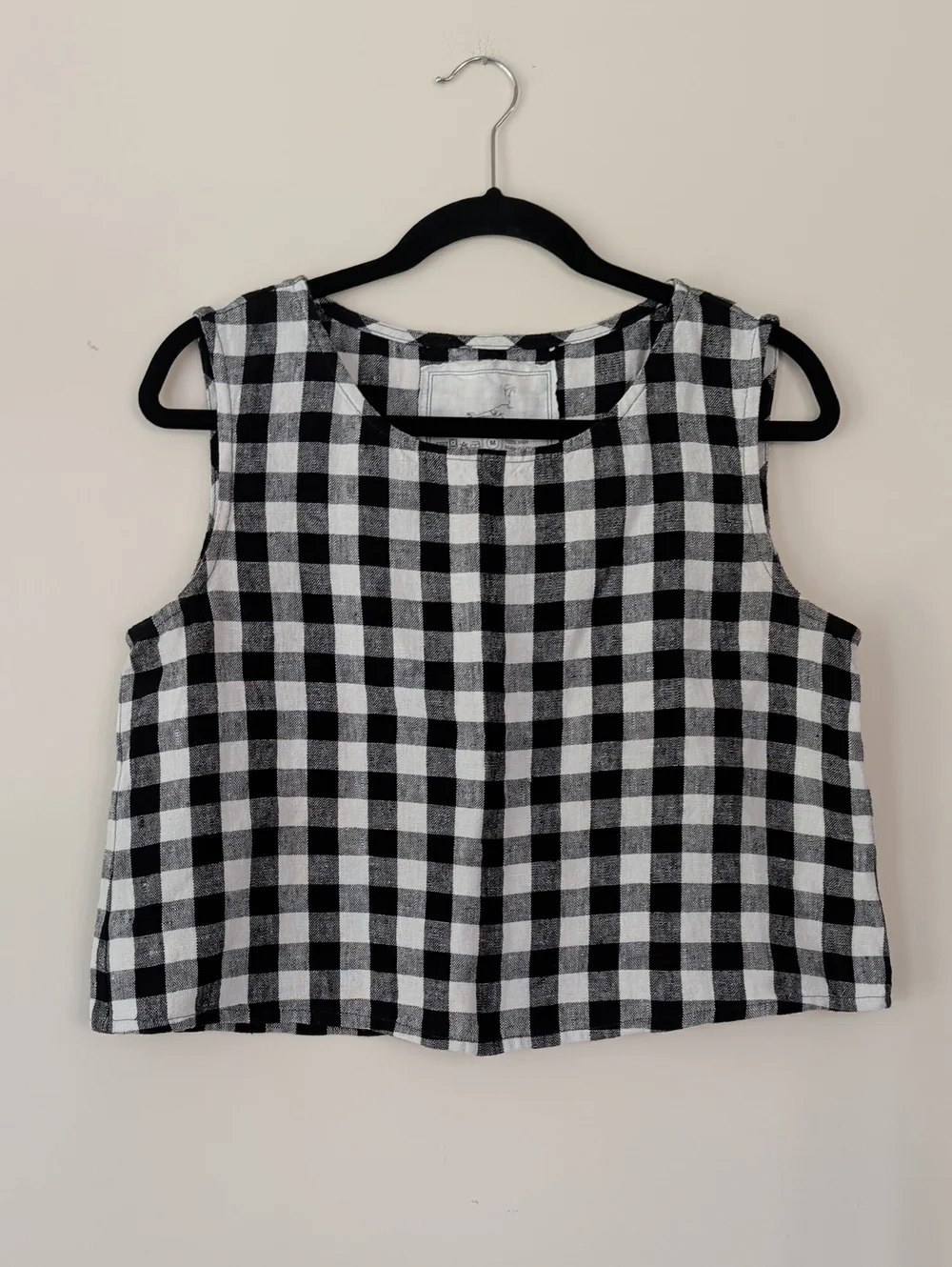 notPERFECTLINEN Black & White Gingham Sleeveless Tank Size M